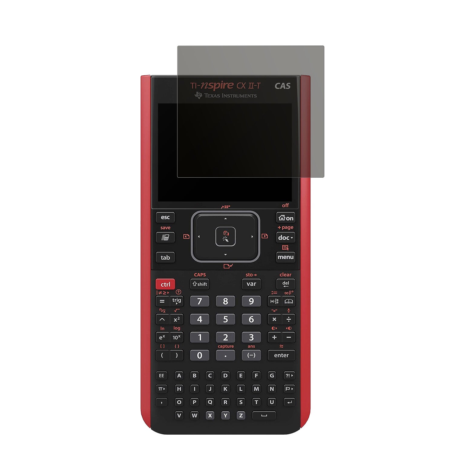 Texas InstrumentsCX CAS II FC TI-Nspire CX II-T CAS mit aufgebrachtem dipos Displayschutz, der seitliche Einblicke blockiert