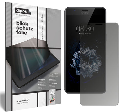 TP-LinkNeffos N1 mit aufgebrachtem dipos Displayschutz, der seitliche Einblicke blockiert