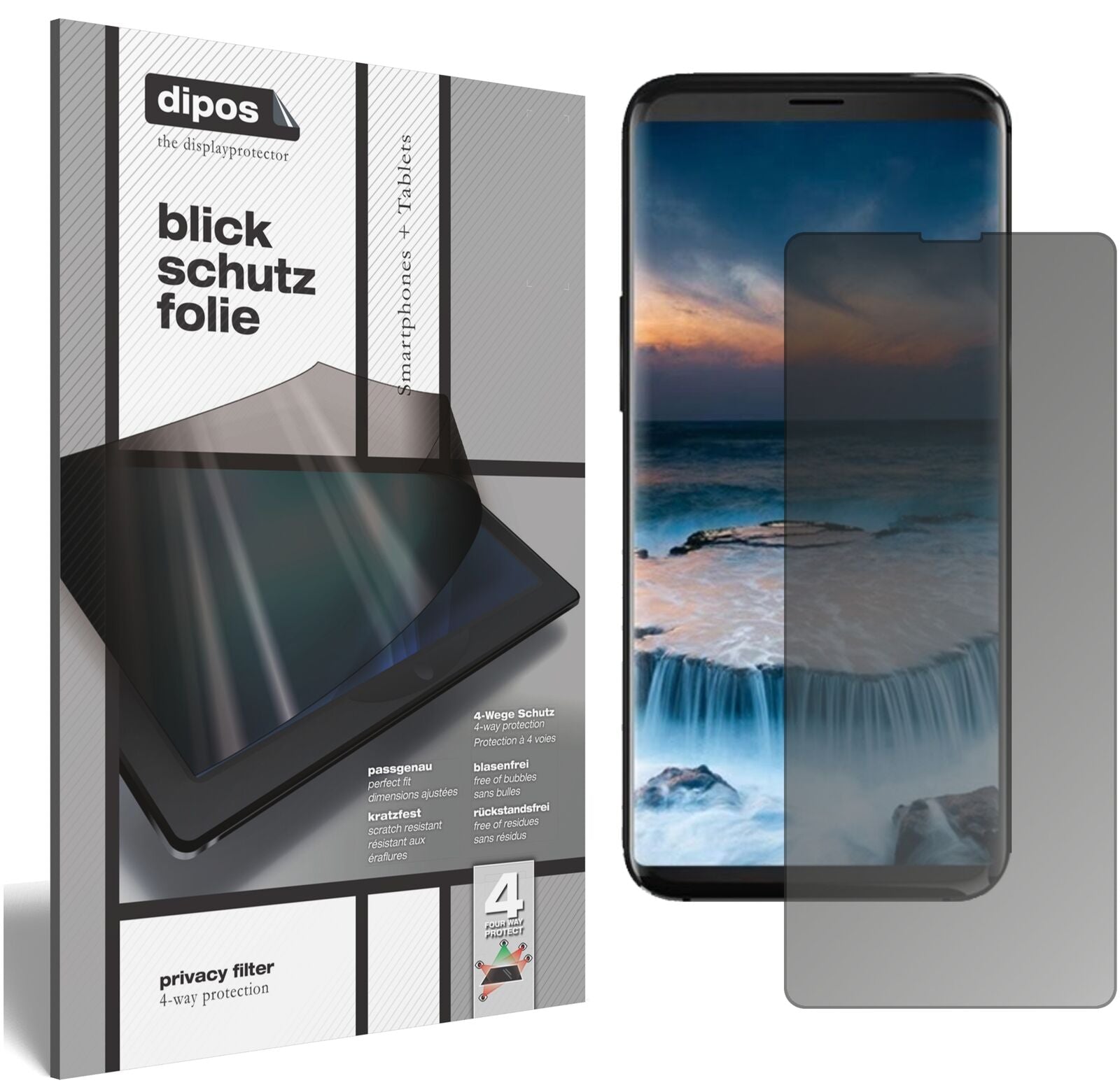 Uhansi8 Pro mit aufgebrachtem dipos Displayschutz, der seitliche Einblicke blockiert