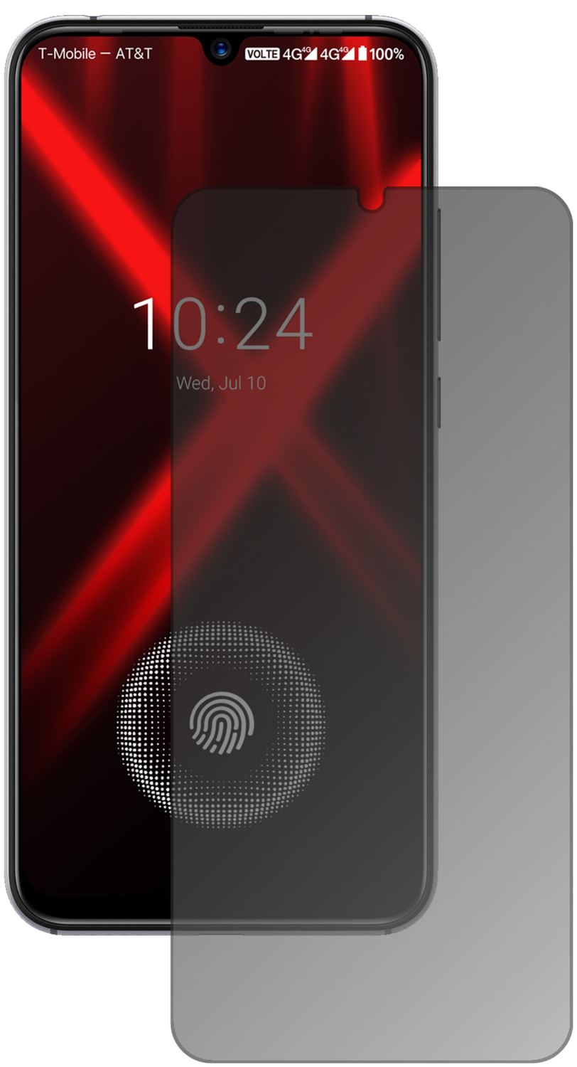 UmidigiX mit aufgebrachtem dipos Displayschutz, der seitliche Einblicke blockiert