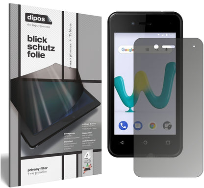 WikoSunny 3 Mini mit aufgebrachtem dipos Displayschutz, der seitliche Einblicke blockiert