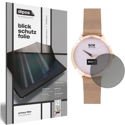 X-WATCHSOE XW Pure mit aufgebrachtem dipos Displayschutz, der seitliche Einblicke blockiert