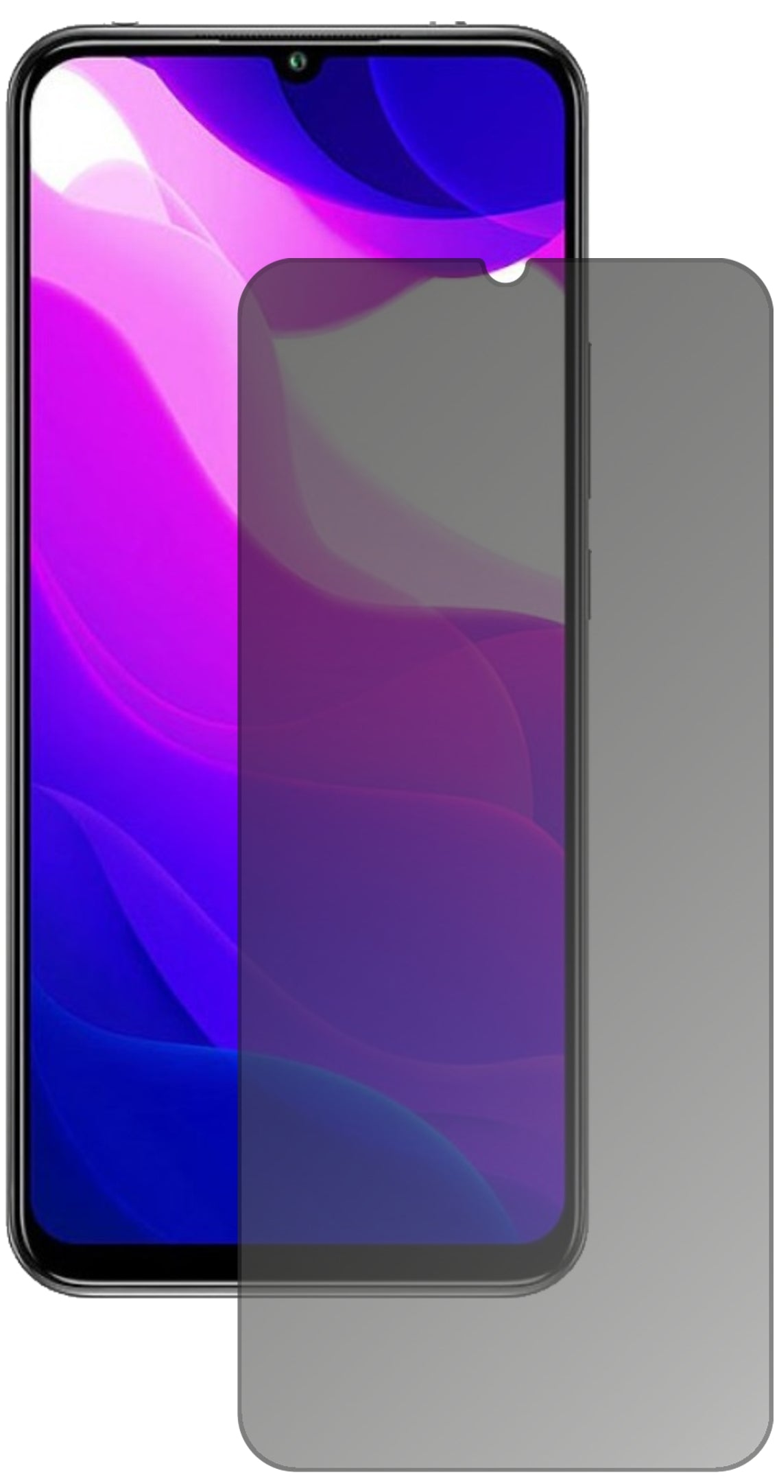 XiaomiMi 10 Lite 5G mit aufgebrachtem dipos Displayschutz, der seitliche Einblicke blockiert