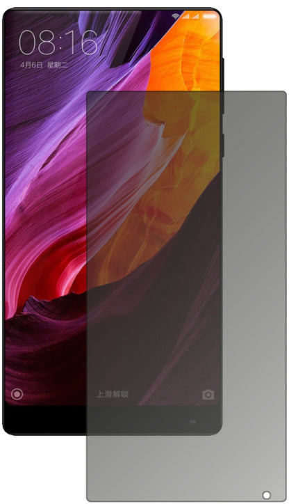 XiaomiMi MIX 2 mit aufgebrachtem dipos Displayschutz, der seitliche Einblicke blockiert