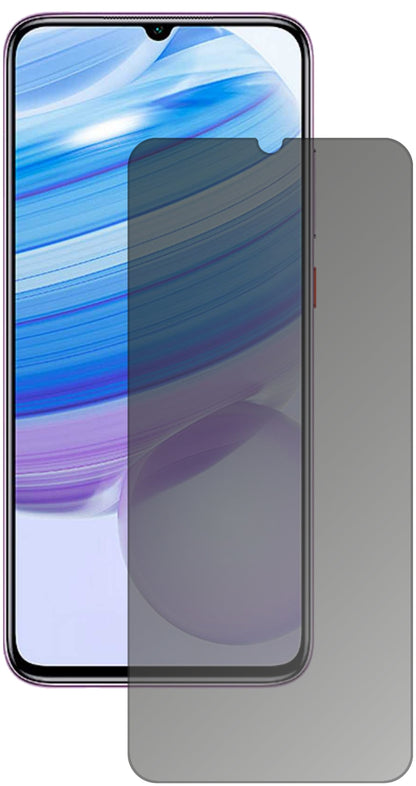 XiaomiRedmi 10X 5G mit aufgebrachtem dipos Displayschutz, der seitliche Einblicke blockiert