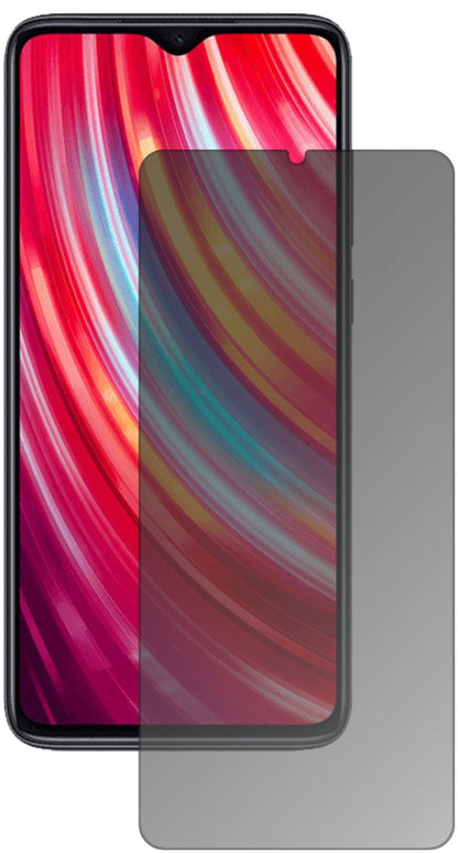 XiaomiRedmi Note 8 mit aufgebrachtem dipos Displayschutz, der seitliche Einblicke blockiert