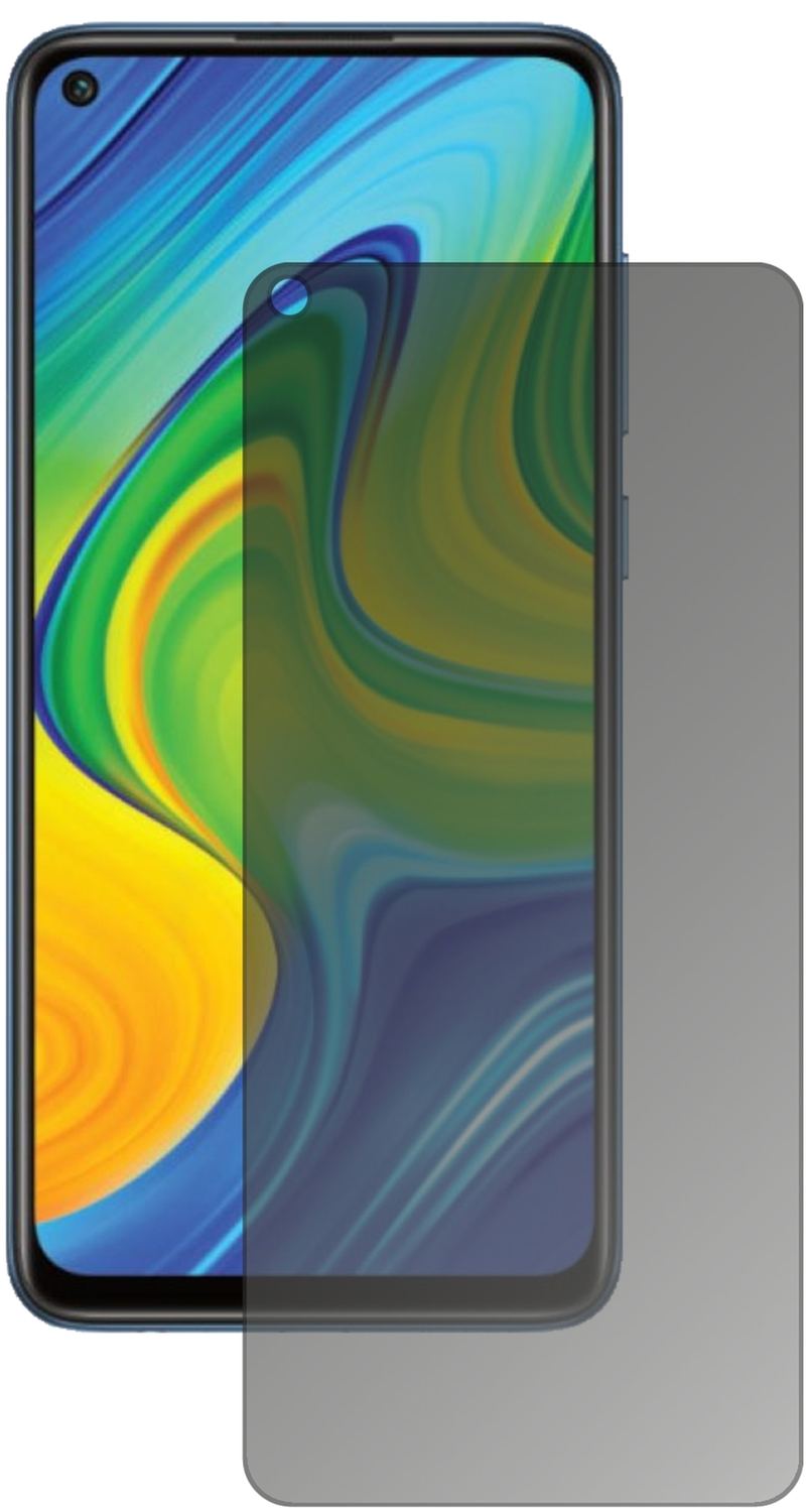 XiaomiRedmi Note 9 mit aufgebrachtem dipos Displayschutz, der seitliche Einblicke blockiert