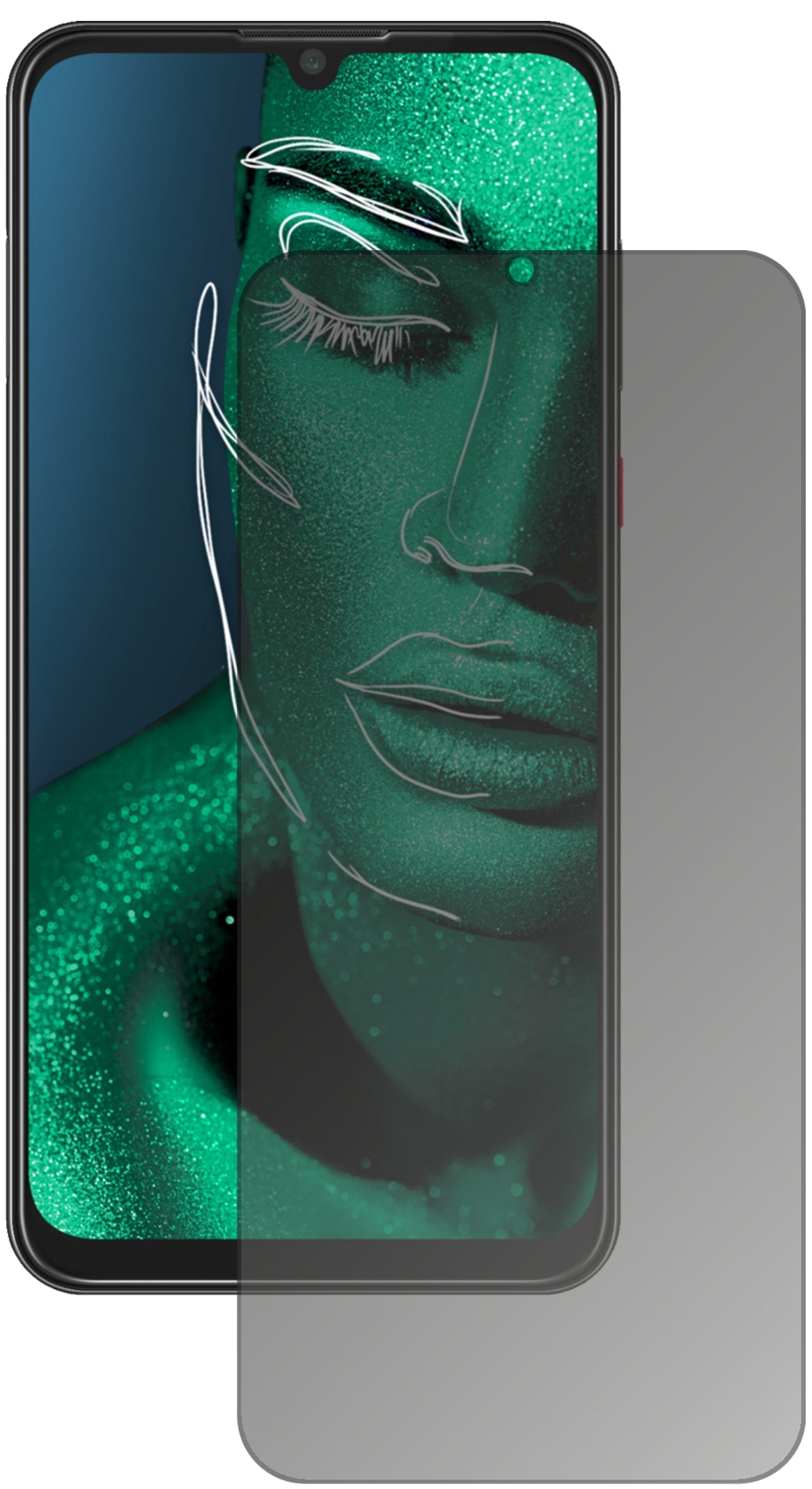 ZTEBlade V10 mit aufgebrachtem dipos Displayschutz, der seitliche Einblicke blockiert