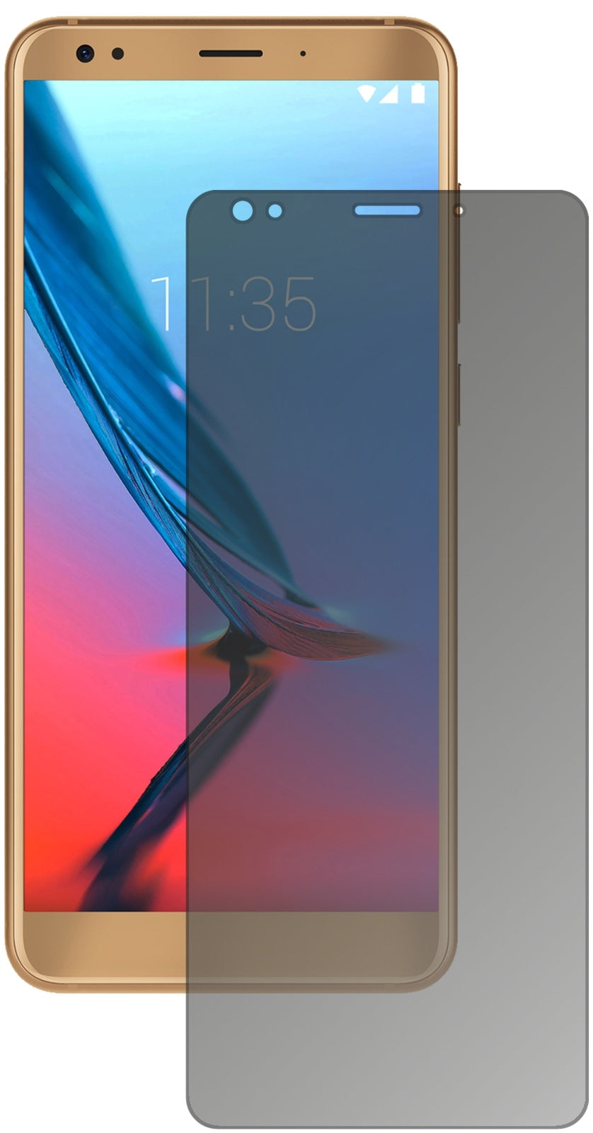 ZTEBlade V9 Vita mit aufgebrachtem dipos Displayschutz, der seitliche Einblicke blockiert