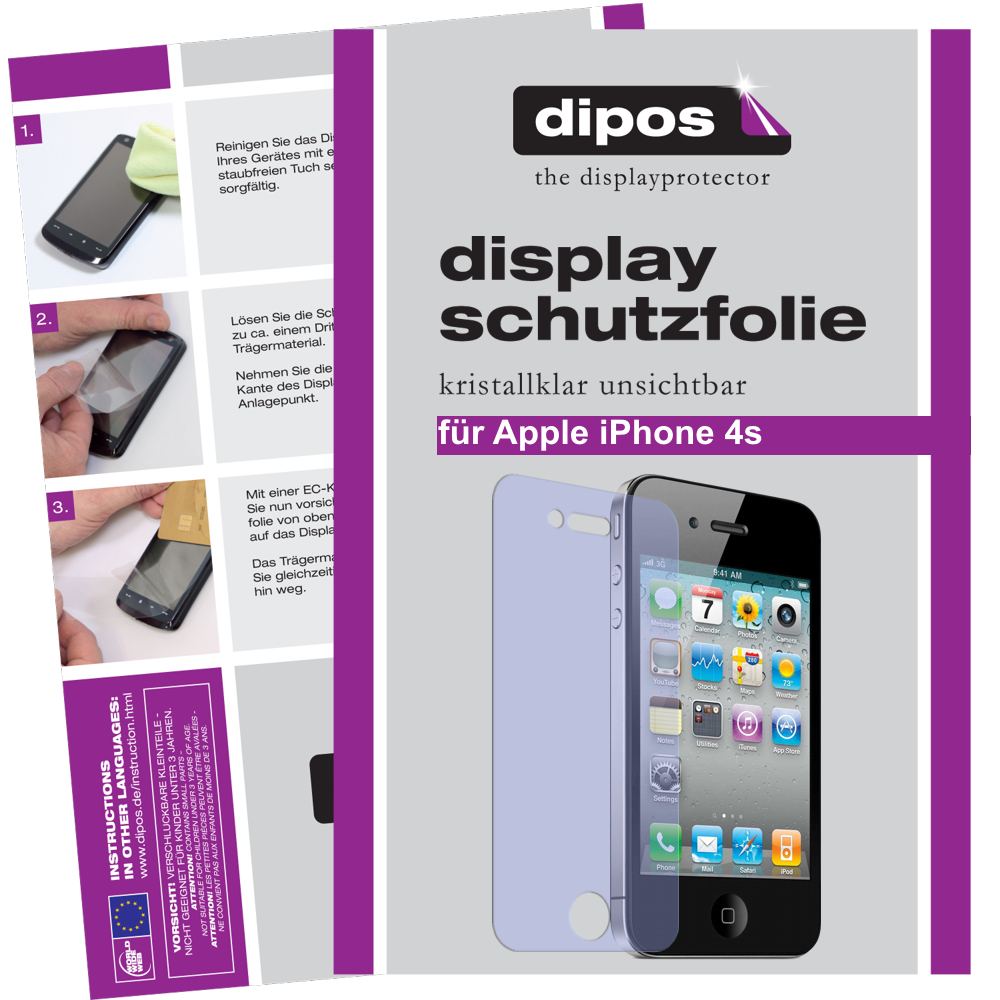 4x Schutzfolie klar für iPhone 4S Apple Display-Schutzfolie