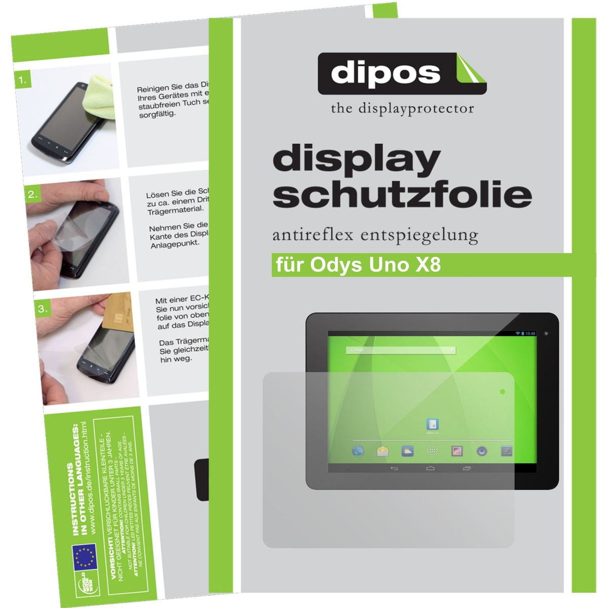 2x Schutzfolie matt für Uno X 8 Odys Display-Schutzfolie