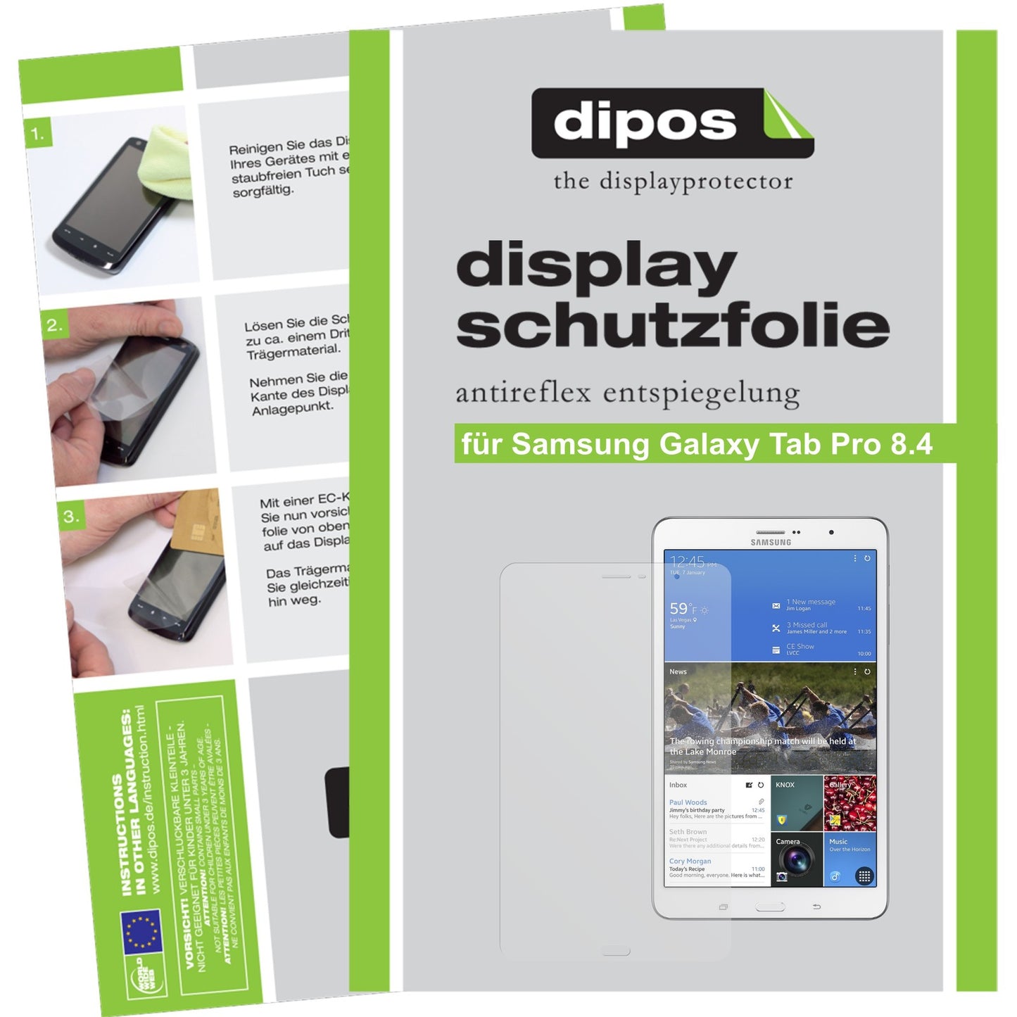2x Schutzfolie matt für Galaxy Tab Pro 8.4 T320 Samsung Display-Schutzfolie
