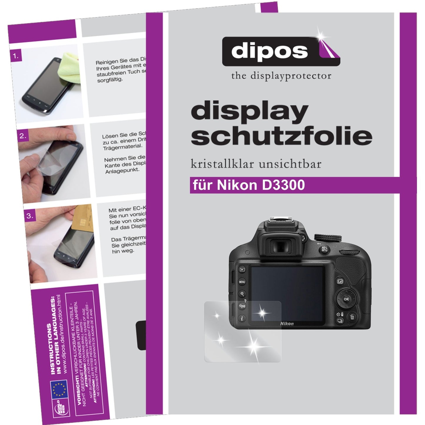 6x Schutzfolie klar für D3300 Nikon Display-Schutzfolie