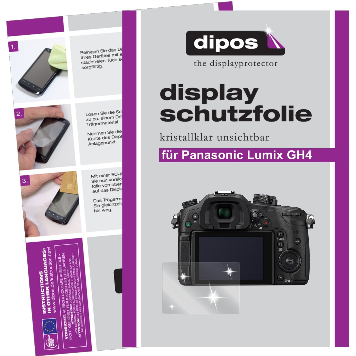 6x Schutzfolie klar für Lumix GH4 Panasonic Display-Schutzfolie