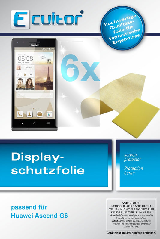 6x Schutzfolie klar für Ascend G6 Huawei Display-Schutzfolie