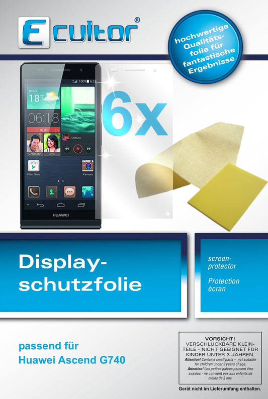 6x Schutzfolie klar für Ascend G740 Huawei Display-Schutzfolie