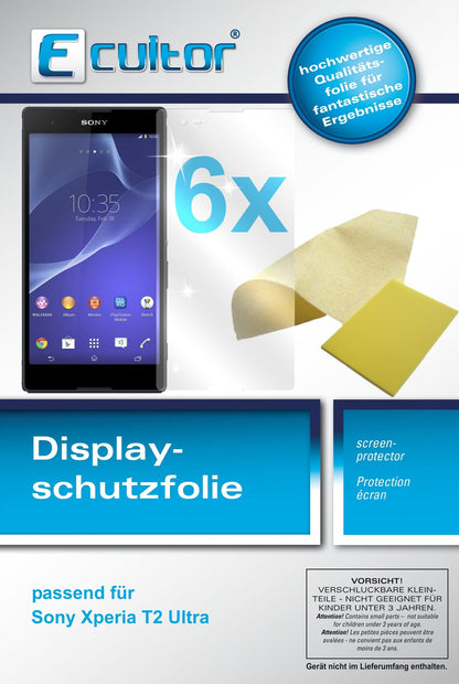 6x Schutzfolie klar für Xperia T2 Ultra Sony Display-Schutzfolie