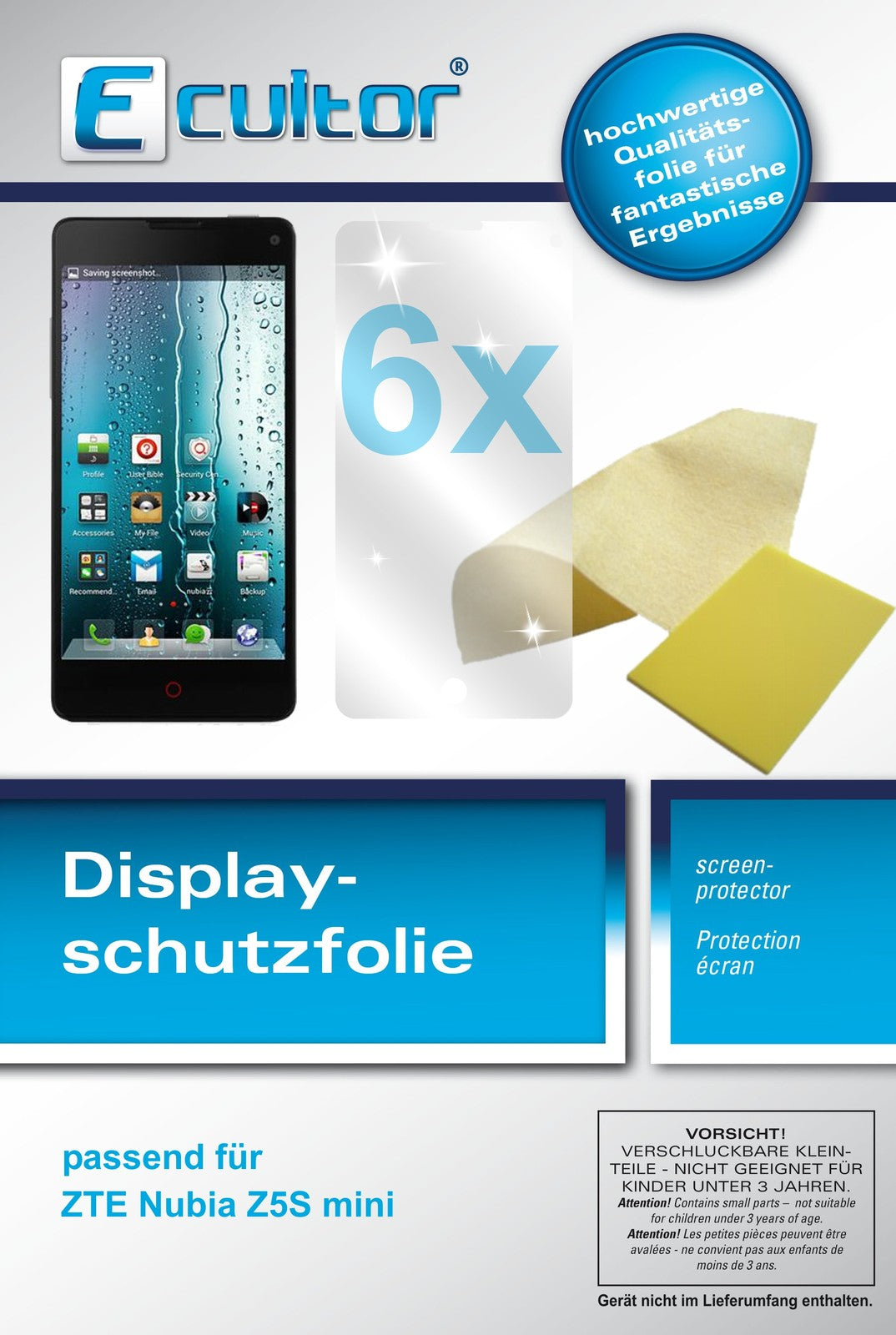 6x Schutzfolie klar für Nubia Z5S Mini ZTE Display-Schutzfolie