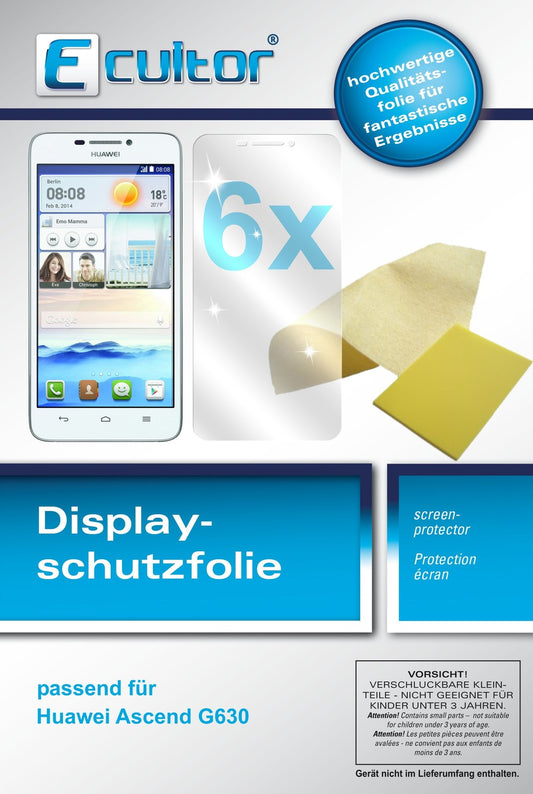 6x Schutzfolie klar für Ascend G630 Huawei Display-Schutzfolie