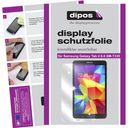 Klare Displayschutzfolie von dipos passend für Galaxy Tab 4 8.0 Samsung, präziser Zuschnitt und blasenfrei montiert