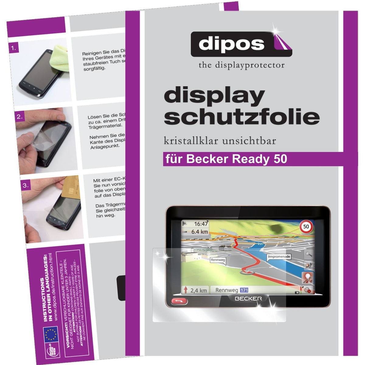 3x Schutzfolie klar für Ready 50 Becker Display-Schutzfolie