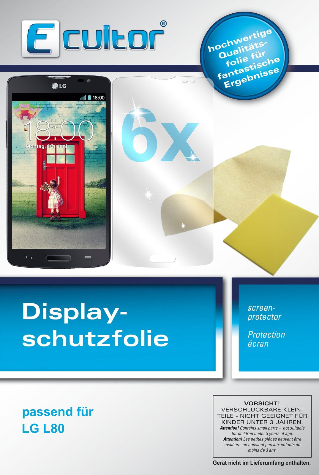 6x Schutzfolie klar für L80 LG Display-Schutzfolie