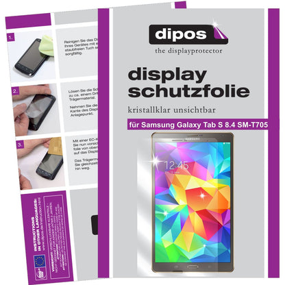 Klare Displayschutzfolie von dipos passend für Galaxy Tab S 8.4 SM-T705 Samsung, präziser Zuschnitt und blasenfrei montiert