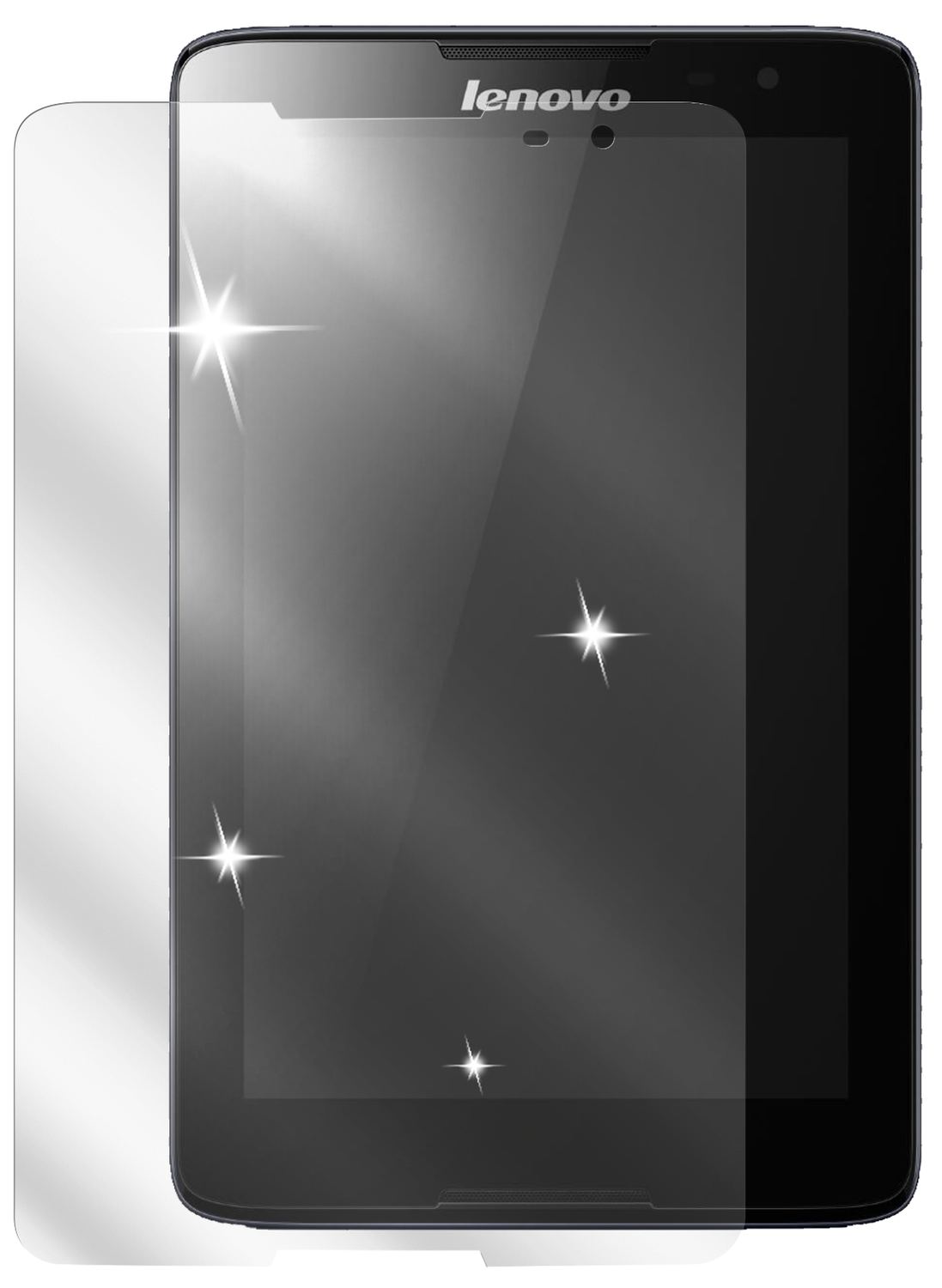 IdeaTab A8-50 (A5500-F)Lenovo mit aufgebrachter dipos Displayschutzfolie, glasklare Darstellung ohne Einschränkungen