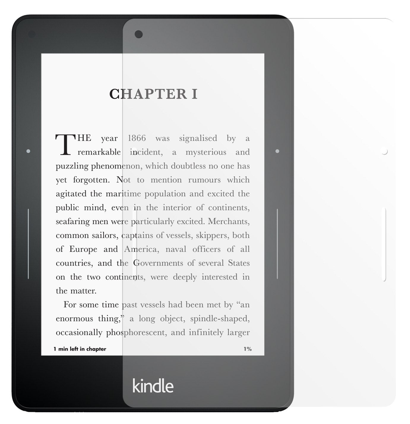 kindle voyageAmazon mit aufgebrachter dipos Displayschutzfolie, die lästige Fingerabdrücke minimiert