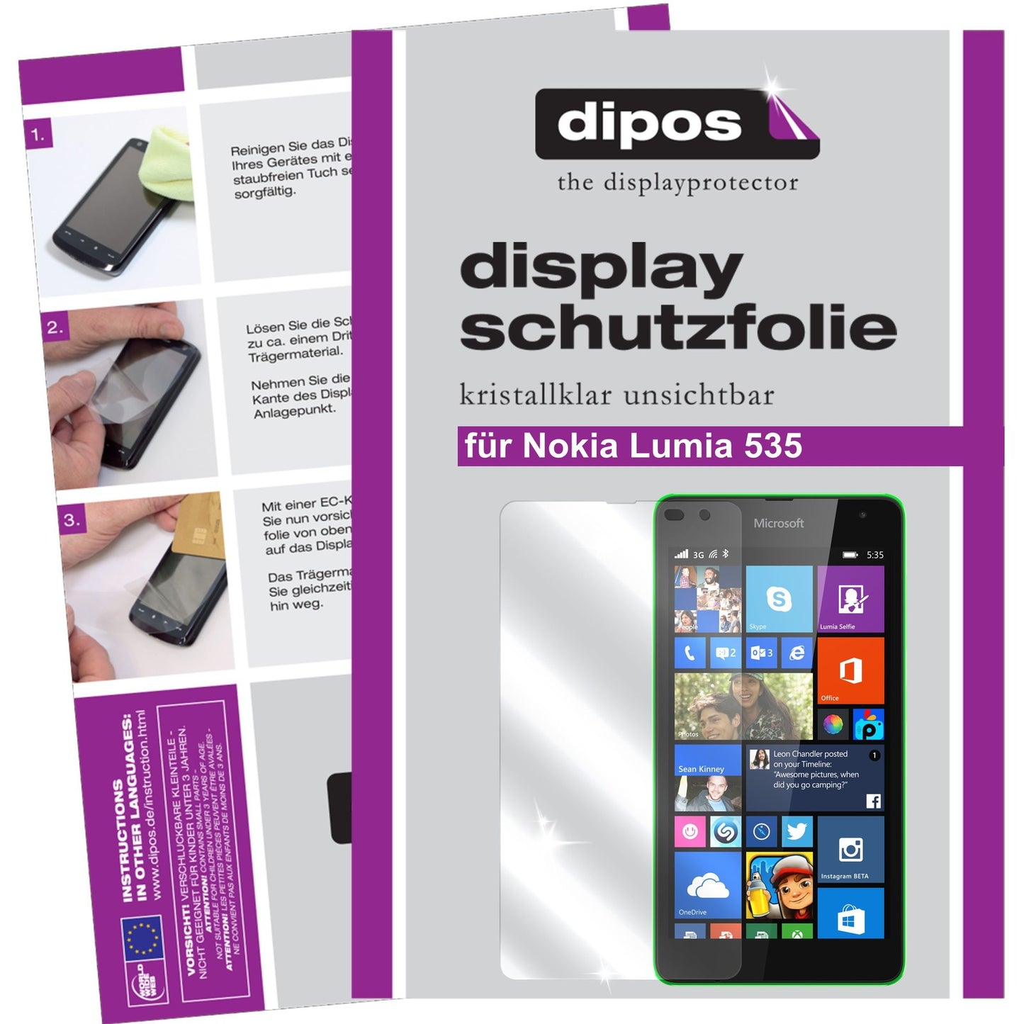6x Schutzfolie klar für Lumia 535 Nokia Display-Schutzfolie