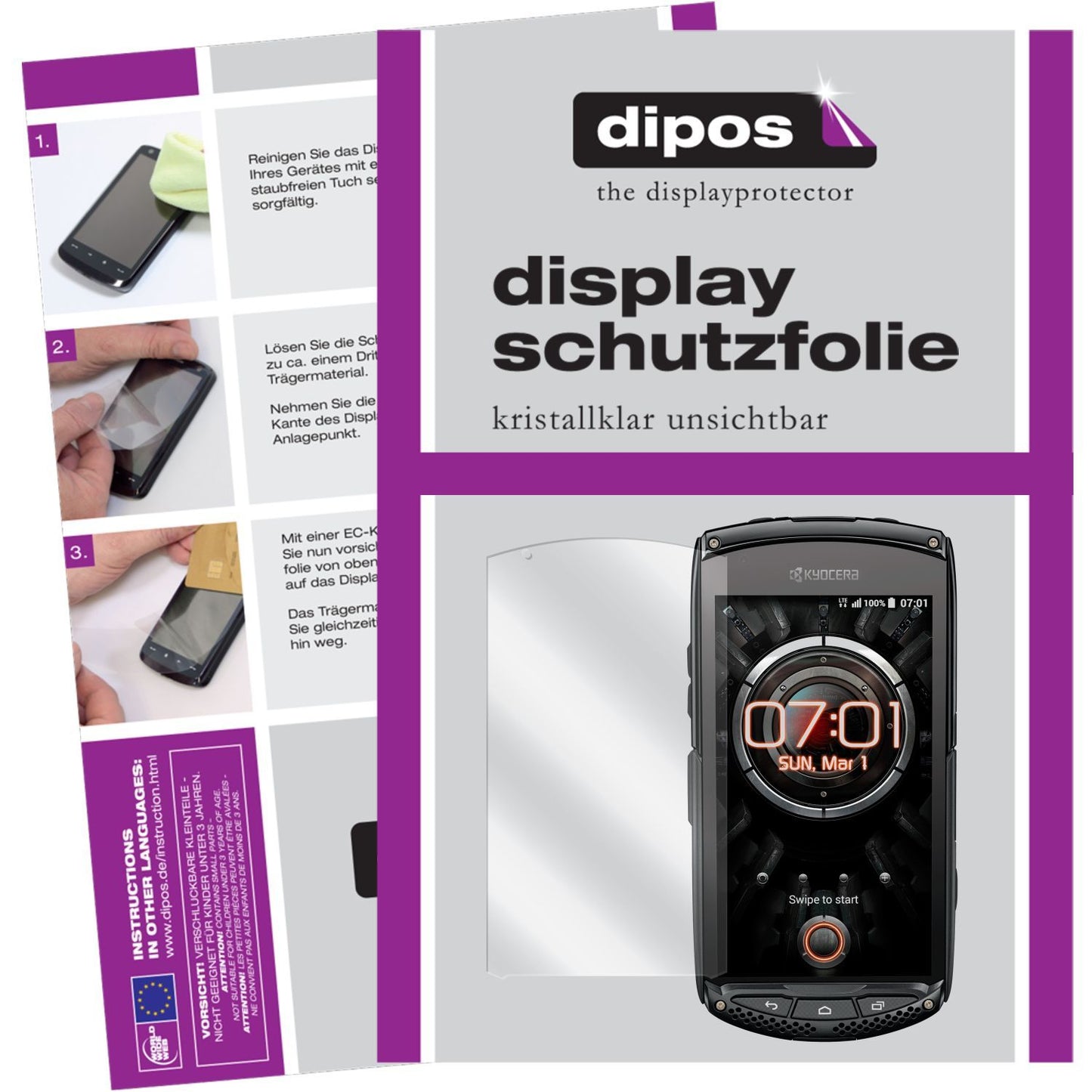 6x Schutzfolie klar für Torque KC-S701 Kyocera Display-Schutzfolie