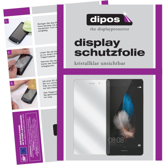 Klare Displayschutzfolie von dipos passend für Ascend P8 Lite Huawei, präziser Zuschnitt und blasenfrei montiert