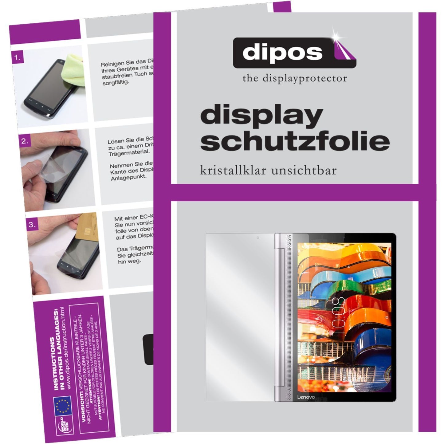 2x Schutzfolie klar für Yoga Tablet 3 Pro (10 Zoll) Lenovo Display-Schutzfolie
