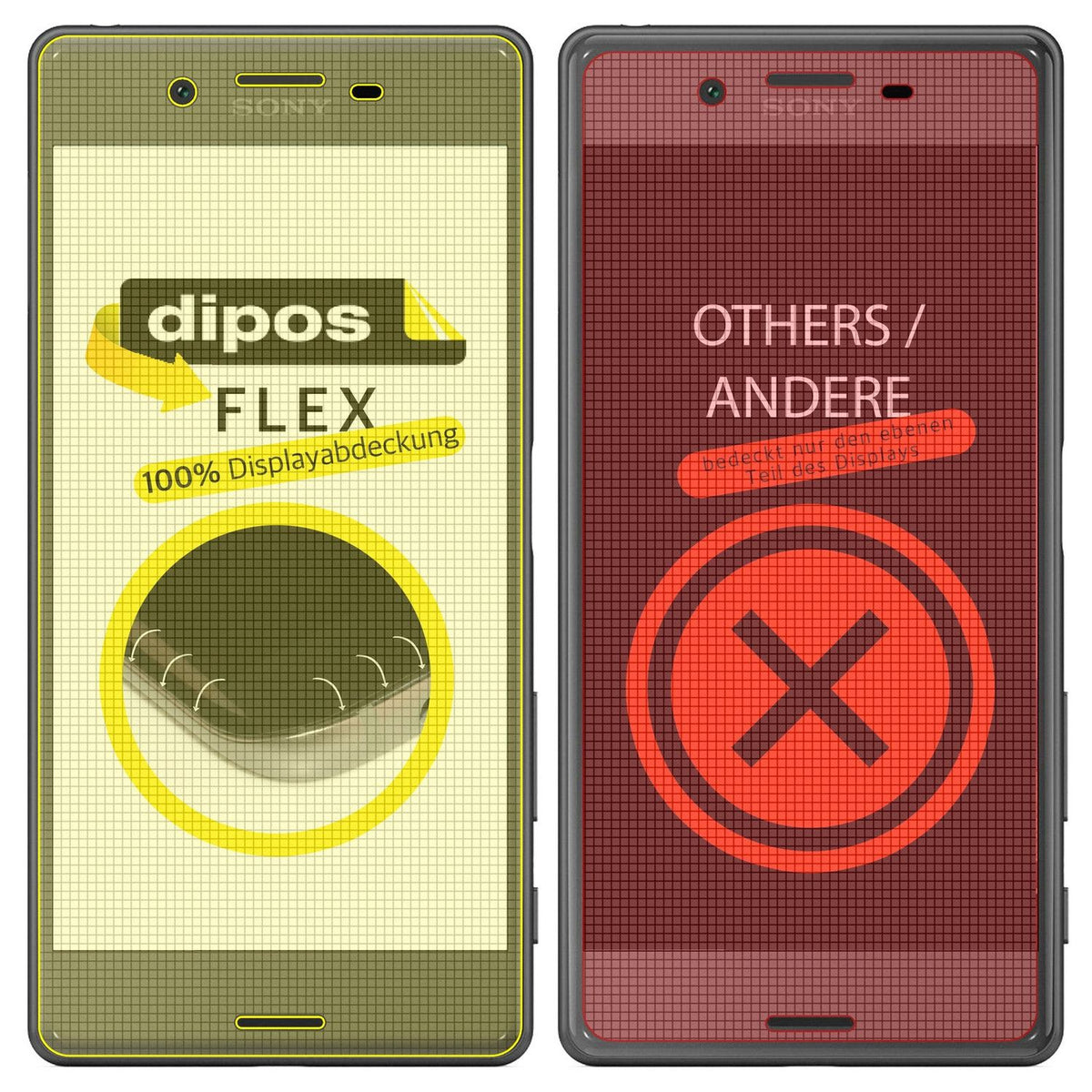 3x 3D Full Cover Schutzfolie für Sony Xperia X