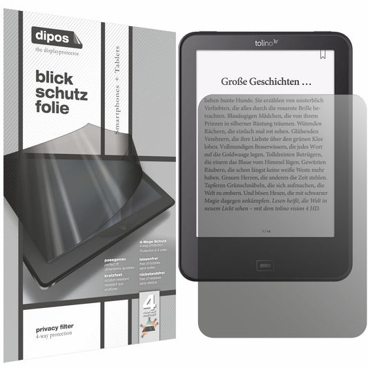 Blickschutzfolie für Tolino Vision HD4 matt Schutzfolie Privacy