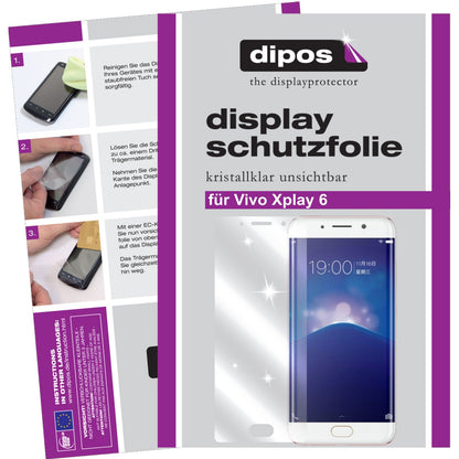 Klare Displayschutzfolie von dipos passend für Vivo Xplay 6, präziser Zuschnitt und blasenfrei montiert