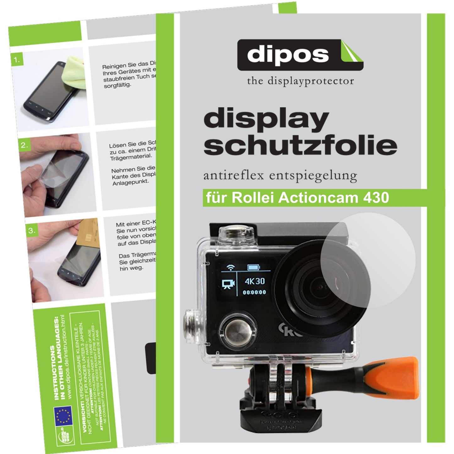 6x Schutzfolie matt für Rollei Actioncam 430 Display-Schutzfolie