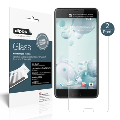 Matte Displayschutzfolie von dipos passend für HTC U Ultra, 9H kratzfest und blasenfrei montiert