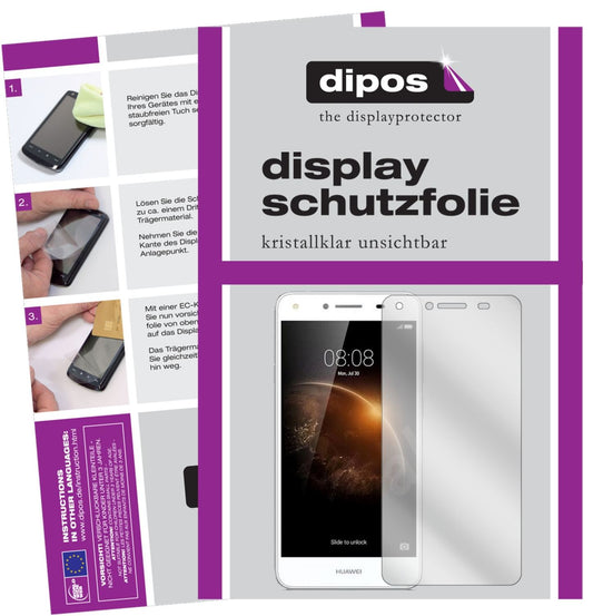 Klare Displayschutzfolie von dipos passend für Huawei Y6 II Compact, präziser Zuschnitt und blasenfrei montiert
