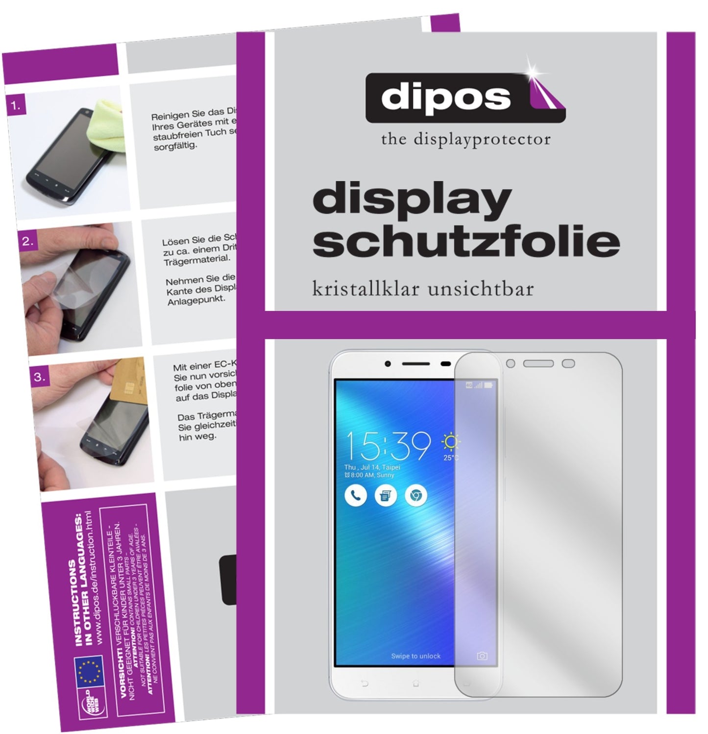 2x Schutzfolie klar für Asus ZenFone 3 Max ZC553KL (2017) Display-Schutzfolie