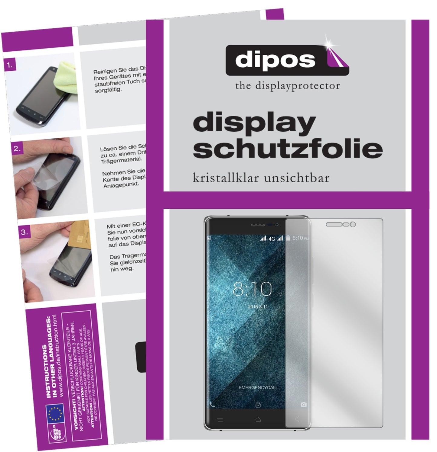Klare Displayschutzfolie von dipos passend für Blackview A8 Max, präziser Zuschnitt und blasenfrei montiert