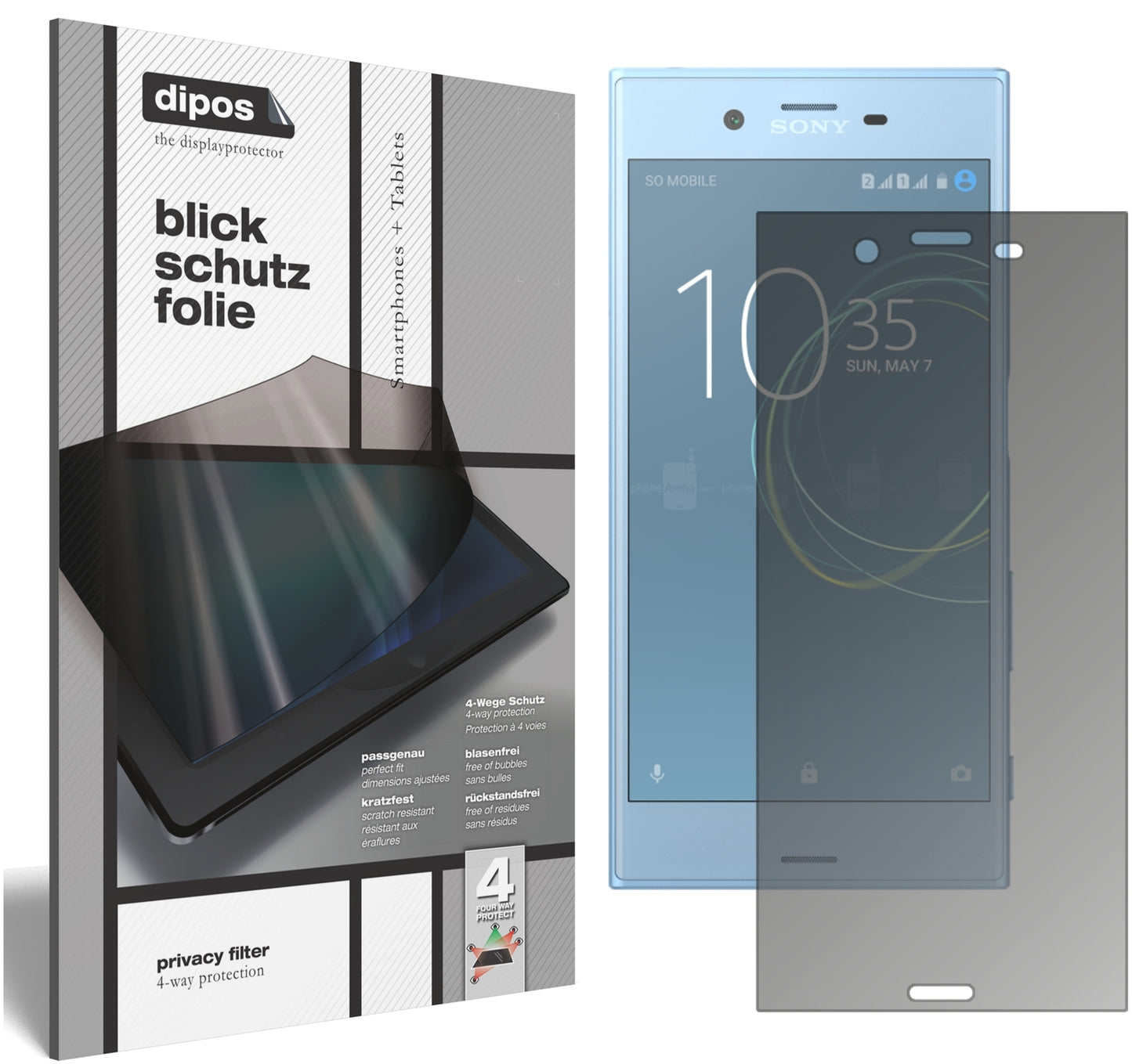 Blickschutzfolie für Sony Xperia XZs matt Schutzfolie Privacy