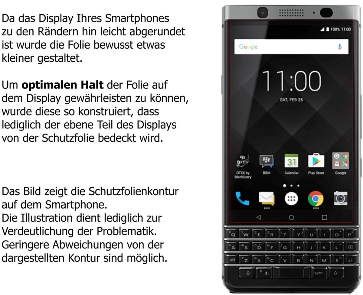 2x 9H Schutzfolie für Blackberry KeyOne Panzerfolie