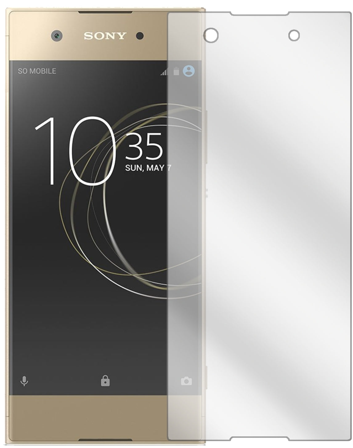 SonyXperia XA1 mit aufgebrachter dipos Displayschutzfolie, glasklare Darstellung ohne Einschränkungen