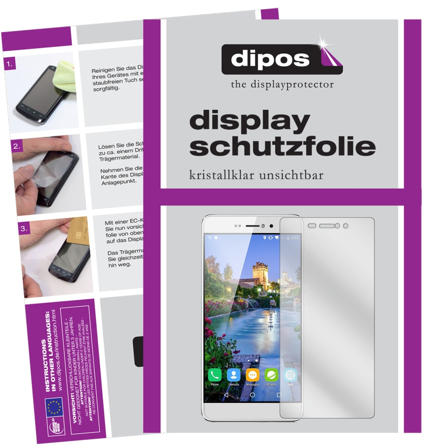 Klare Displayschutzfolie von dipos passend für BLUBOO Picasso 5 Zoll, präziser Zuschnitt und blasenfrei montiert