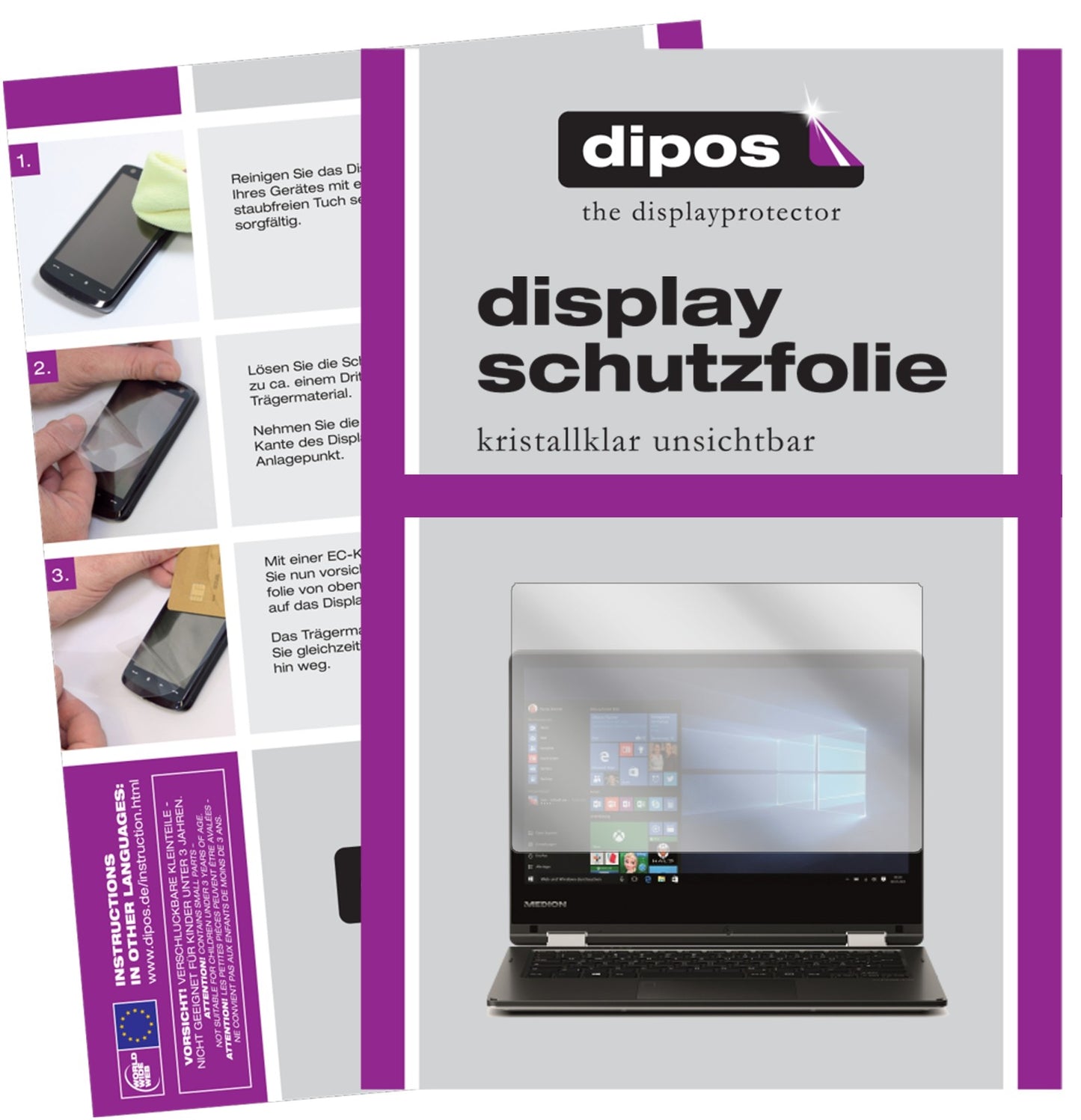 2x Schutzfolie klar für Medion Akoya E2228T Display-Schutzfolie