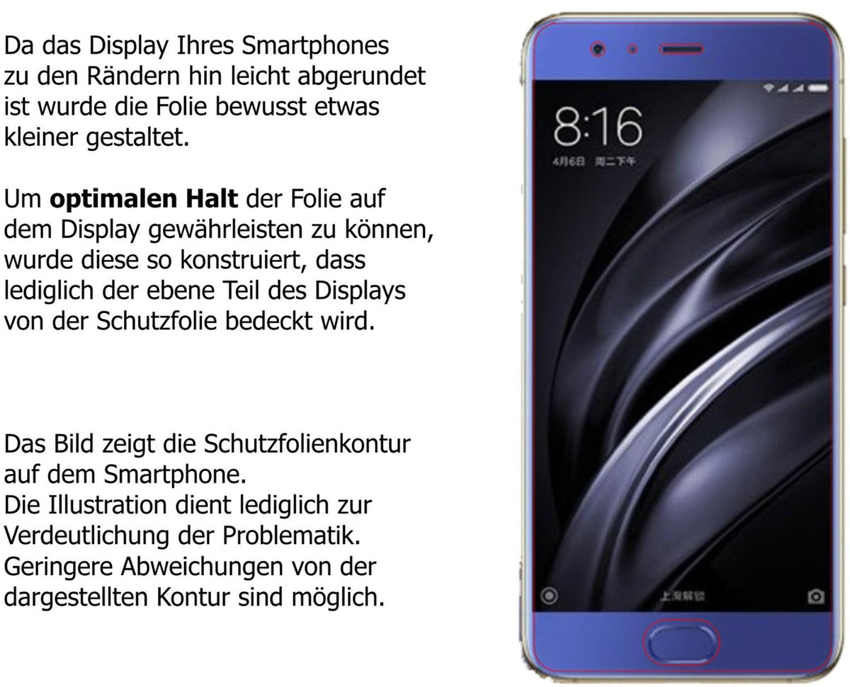 2x 9H Schutzfolie für Xiaomi Mi6 Panzerfolie