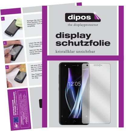 Klare Displayschutzfolie von dipos passend für BQ Aquaris X Pro, präziser Zuschnitt und blasenfrei montiert