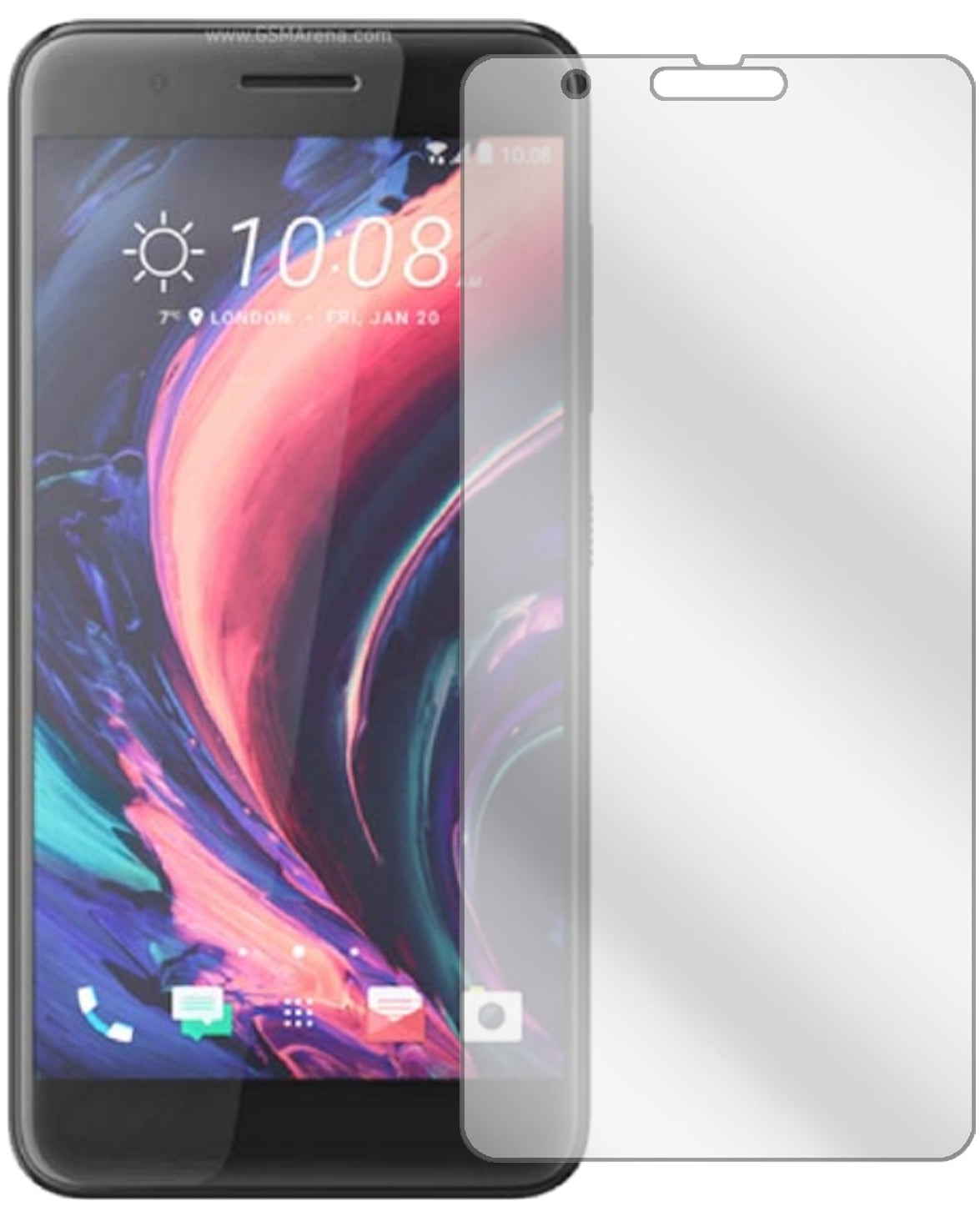 HTCOne X10 mit aufgebrachter dipos Displayschutzfolie, glasklare Darstellung ohne Einschränkungen
