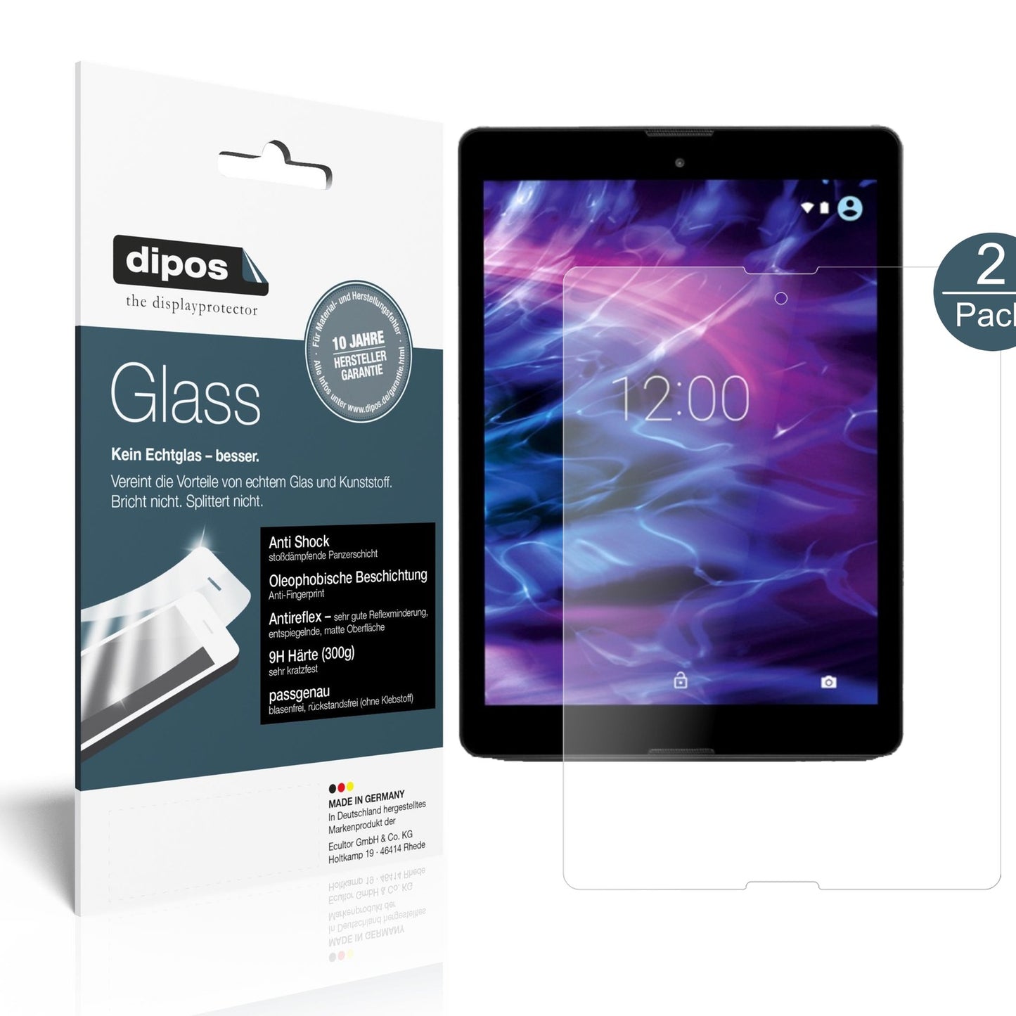2x 9H Schutzfolie matt für Medion Lifetab P9702 Panzerfolie
